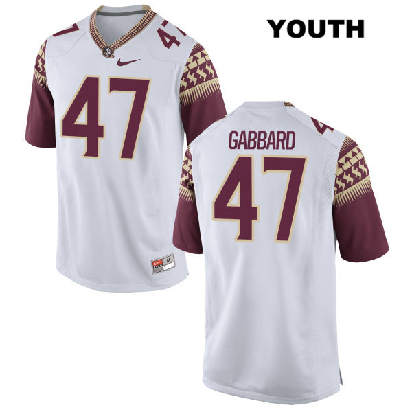 Youth NCAA Nike Florida State Seminoles #47 Stephen Gabbard College White Stitched Authentic Football Jersey AHX4069KO